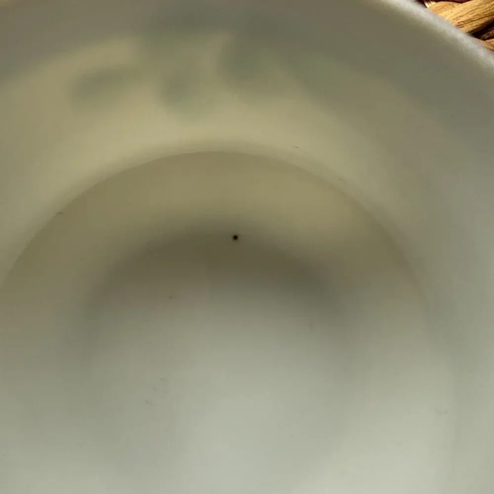 Japanese Lusterware Teacup & Saucer Set Handpainted Blue w/ Flowers Vintage